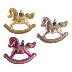 Елочные игрушки Homeclub Лошадки золотистая-розовая-ягодная 8 см 3 шт