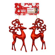 Елочные украшения новогодние Santas World Олени красные 14 см 2 шт
