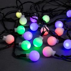 Гирлянда "Нить" 5 м с насадками "Шарики белые", IP20, тёмная нить, 20 LED No Brand