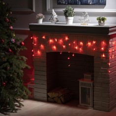 Гирлянда "Бахрома" 1.8 х 0.5 м , IP20, прозрачная нить, 48 LED, свечение красное No Brand