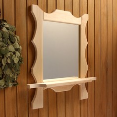 Зеркало резное с 1 полкой, 70x55x16 см Добропаровъ