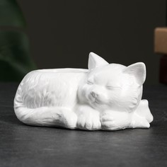 Цветочное кашпо Хорошие сувениры Спящая кошка с бантом Р00013442 0,1 л белый 1 шт.