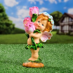 Садовая фигура "Цветочная фея с тюльпанами" 10x10x21см Хорошие сувениры