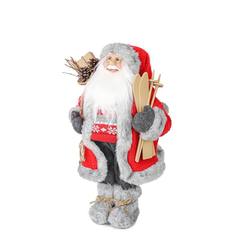 Дед мороз MaxiToys в Красной Шубке, с Лыжами и Подарками, 30 см