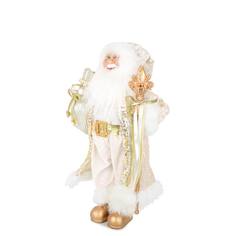 Дед мороз MaxiToys Длинной Золотой Шубке, с Подарками и Посохом, 30 см
