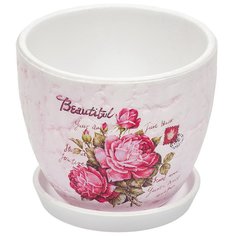 Цветочное кашпо Роза Y4-5080 0,9 л бело-розовый 1 шт. No Brand