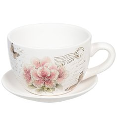 Цветочный горшок Розовые цветы чайная чашка Y3-1291 0,15 л белый 1 шт. No Brand