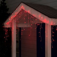 Гирлянда «Бахрома» 3x0.6 м, IP44, УМС, прозрачная нить, 160 LED, свечение красное, 220 В Luazon Lighting