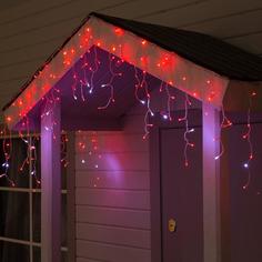 Гирлянда «Бахрома» 3x0.6 м, IP44, УМС, прозрачная нить, 160 LED, свечение красное, мерца Luazon Lighting