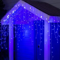 Гирлянда «Бахрома» 3x0.9 м, IP44, УМС, белая нить, 232 LED, свечение синее, 220 В Luazon Lighting
