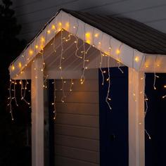 Гирлянда «Бахрома» 4x0.6 м, IP44, белая нить, 180 LED, свечение жёлтое, 8 режимов, 220 В Luazon Lighting