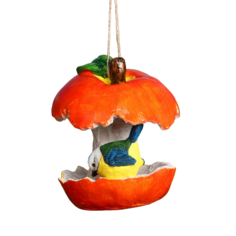 Подвесной декор Кормушка яблоко с птичкой 14х13х13см Хорошие сувениры