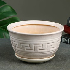 Цветочный горшок Меандр 840981 2 л белый; бежевый No Brand