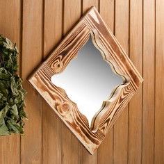 Зеркало Добропаровъ резное Бабочка, сосна, обожженное, 40х40 см