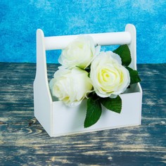 Кашпо деревянное Дарим Красиво 20х12,5х20 см Стелла Моно, с ручкой, белый (1874332)