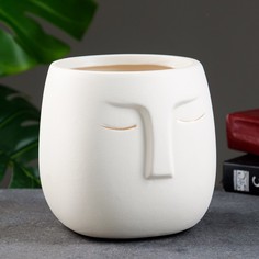 Кашпо керамическое Take it easy Лицо 15х15х15 см, белое (7387171)