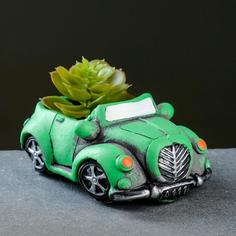 Фигурное кашпо Take it easy "Машинка", зеленое, 14х8х7 см