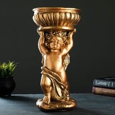 Фигурное кашпо Хорошие сувениры "Ангел с чашей на голове", бронза, 0,6 л, 40 см