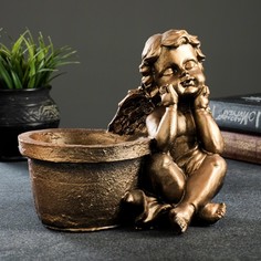 Фигурное кашпо Хорошие сувениры "Ангел", бронза, 18х13х18 см