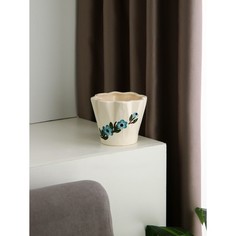 Керамика ручной работы Кашпо "Голубые цветы", 0.6 л, керамика, Иран