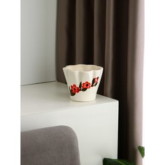 Керамика ручной работы Кашпо "Красные цветы", 0.6 л, керамика, Иран