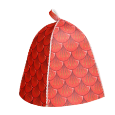 Шапка для бани с принтом "Огненный дракон", красный, полиэфирный войлок Никитинская мануфактура