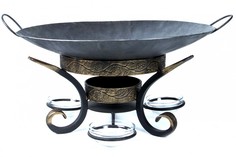 Сковорода Садж из стали 30 см на подставке с емкостями для соуса Shampurs