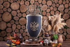 Каминный набор Щит-подставка Герб на 10 шампуров Эверест Shampurs