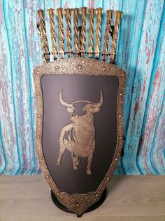 Каминный набор Щит-подставка Бык на 10 шампуров Арарат Shampurs