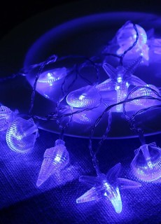 Гирлянда светодиодная «Морская» (ракушки звезды раковины) 20LED 2.9+0.3м акрил син. КОСМОС Kosmos