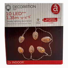 Гирлянда Шишки 10 LED теплый белый свет на батарейках No Brand