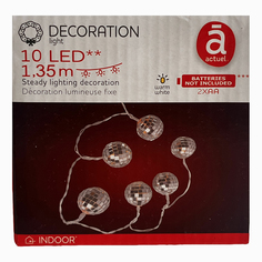 Гирлянда Дискошары 10 LED теплый белый свет на батарейках No Brand