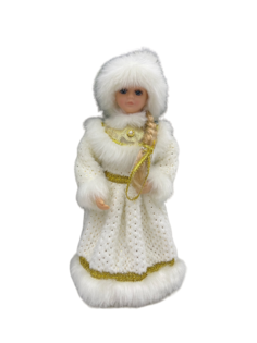 Фигурка Triumph Nord Снегурочка в белой с золотом шубе и шапке 40 см