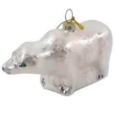 Фигурка новогодняя Медведь серебряный 8,8 х 16,6 см No Brand