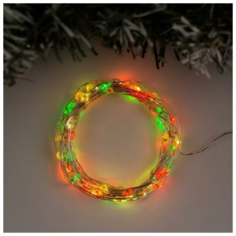 Гирлянда Luazon Lighting "Нить", 5 м, роса, IP20, серебристая, 100 LED, свеч. мульти
