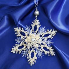 Елочное украшение Зимнее волшебство "Узорчатая снежинка", диаметр 13,2 см, прозрачное