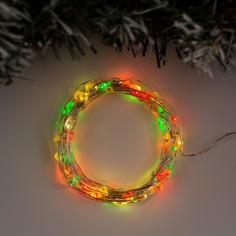 Гирлянда Luazon Lighting "Нить", 5 м, роса, IP20, серебристая, 100 LED, свеч. Мульти
