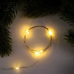 Гирлянда Luazon Lighting "Нить", 1 м, Роса, IP20, серебристая, 10 LED, теплое белое свеч.