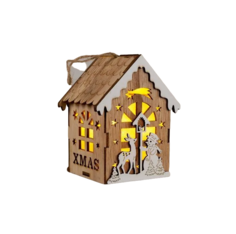 Елочная игрушка Luazon Lighting "Домик с оленем и снеговиком", на батарейках