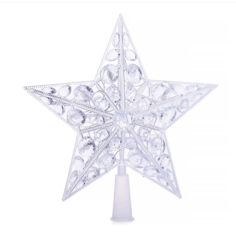 Елочное украшение звезда Снеговичок светящаяся, 18 см, цветная (S0954)