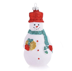Новогоднее украшение Феникс-Презент подвесное, Снеговик с подарком из пластика, полистирол