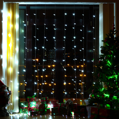 Гирлянда штора на окно новогодняя светодиодная H0149 Baziator 3 х 3 м белый холодный