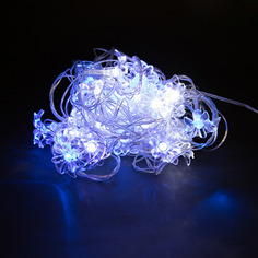 Световая гирлянда новогодняя LED линейная с цветочками 6107 3,5 м синий
