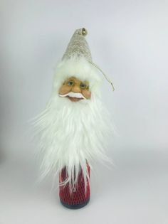Фигурка новогодняя Merry Christmas Голова Санта-Клауса в бежевом колпаке 15381 30см