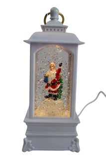 Новогодний светильник Merry Christmas DS-018 Дед Мороз с подарком в руке вращается 16474