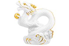 Фигурка декоративная Elan Gallery Китайский дракон, 330878, 10х5х10,5 см, белая с золотом