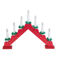 Светильник новогодний Merry Christmas 4126-1 свечи на деревянной подставке горке красная