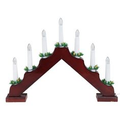 Светильник новогодний Merry Christmas 7690-1 свечи на деревянной подставке горке 39х30