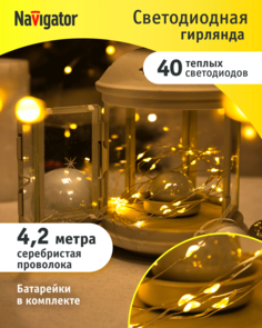 Гирлянда Navigator 95 129 NGF-D049-07, микро роса 4.2 м, теплый свет, на батарейках