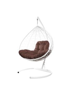 Подвесное кресло белое, Big, ротанг 23071449 коричневая подушка No Brand